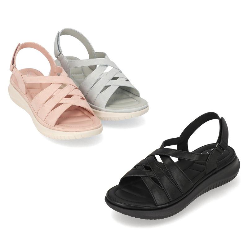 マッツ女性クロスワイドストラップコンフォートサンダル3.5cm LCWW27M626