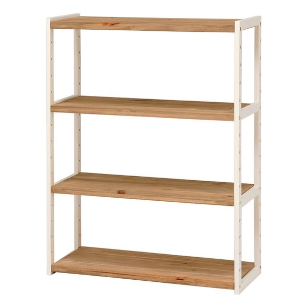 ラック ナチュラル/アイボリー・幅75×奥行28×高さ95cm 4段タイプ MCC-6143NIV