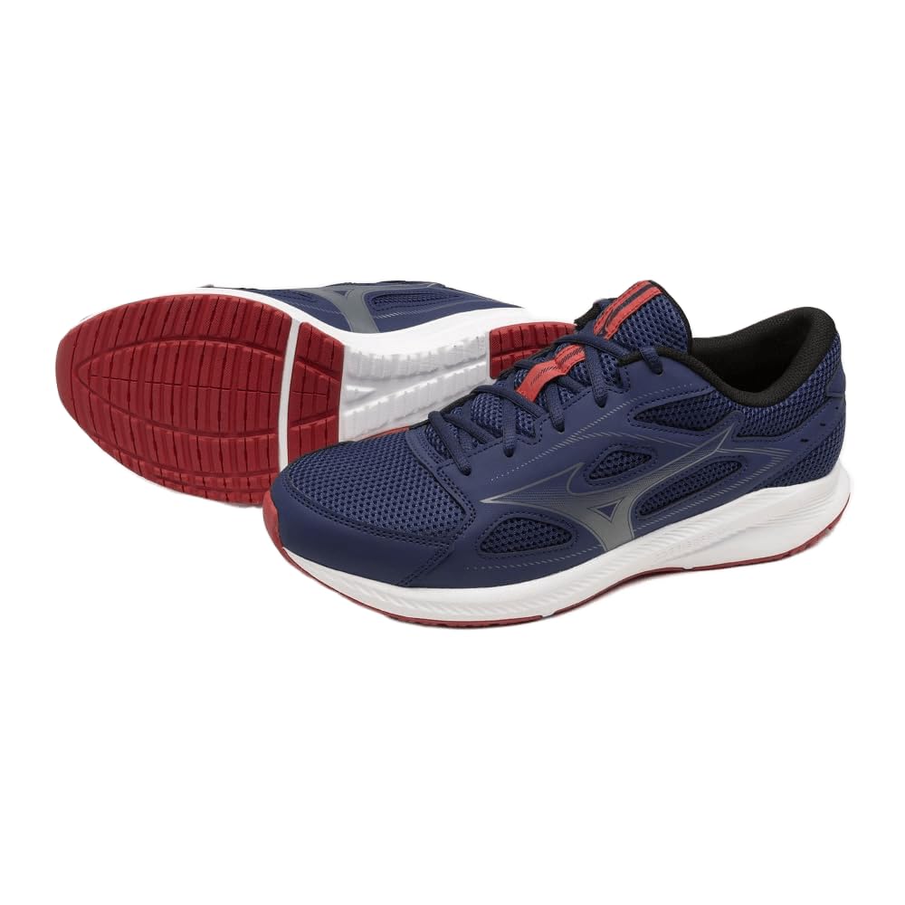 Mizuno ランニングシューズ マキシマイザー 26 通勤 通学 ジョギング スニーカー スポーツ 運動 ネイビー×グレー×レッド 26.5 cm 3E