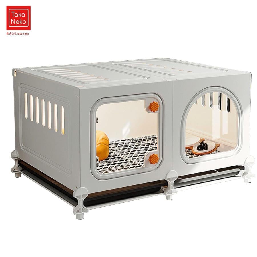 猫 ケージ トイレ付き 犬げーじ小型犬用 HD透明犬/猫ケージ引き出しトレイ付き 壁付き小動物用プレイペン猫用囲い半密閉式猫ハウス