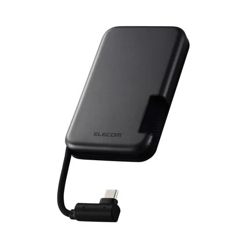 エレコム ESD-EPB0500GBK 外付けSSD 500GB 収納式 マグネット付 PC・スマホ対応 ブラック