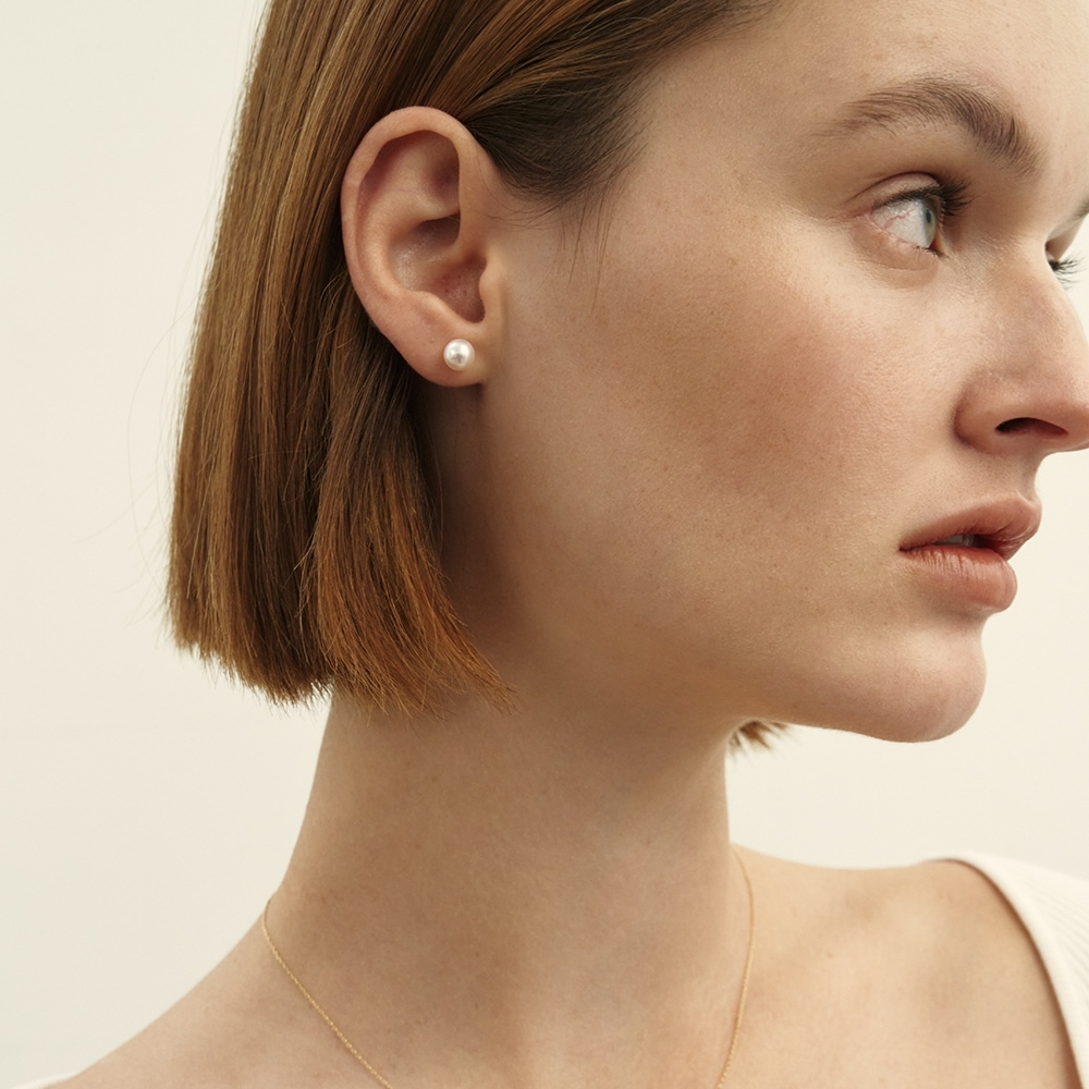 LUNNE 14k エッセンシャルアコヤ 6.5mm 海水パールピアス (14k ゴールド) #LCE07