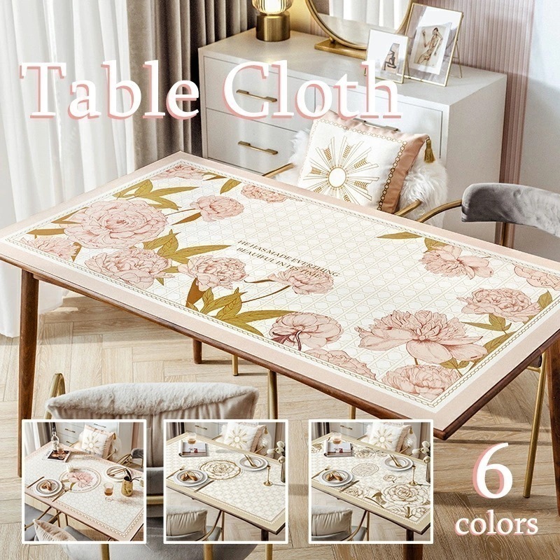 【急速出荷】85*140cm テーブルクロス テーブルマット 北欧 花柄 バロック 長方形 高級感 pu皮革 ダイニングテーブルマット 汚れ防止 防水防油 耐熱 ロココ風 お洒落 食卓カバー 6色
