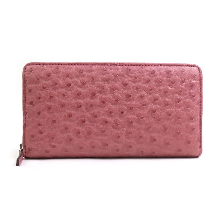 グッチ GUCCI ラウンドファスナー長財布 オーストリッチ モーヴピンク レディース 302005 56467a