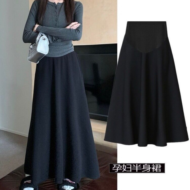 11 マタニティスカートマタニティ服の春と秋の秋のカジュアルな腹をサポートするカジュアルなスカート屋外用途ロングスカート