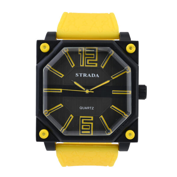 その他 ファッション腕時計 STRADA Japanese Movement Octagonal Dial Sports Watch with Yellow Silicone Strap