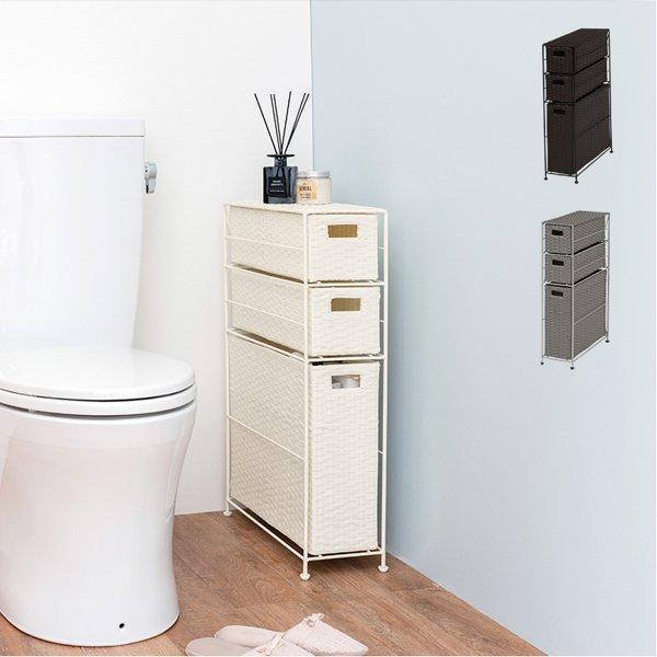 トイレラック おしゃれ スリム 薄型 幅16.5 白 かご カゴ バスケット トイレットペーパー 収納 引き出し スマホ置き 省スペース 棚 ラック 北欧 ID005