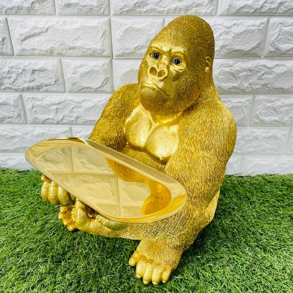 金ゴリラ 小物置き 巨大ゴールデンゴリラ プレゼント ギフト 贈り物 置物 可愛い リアル アニマルオブジェ インテリア かわいい 動物　玄関
