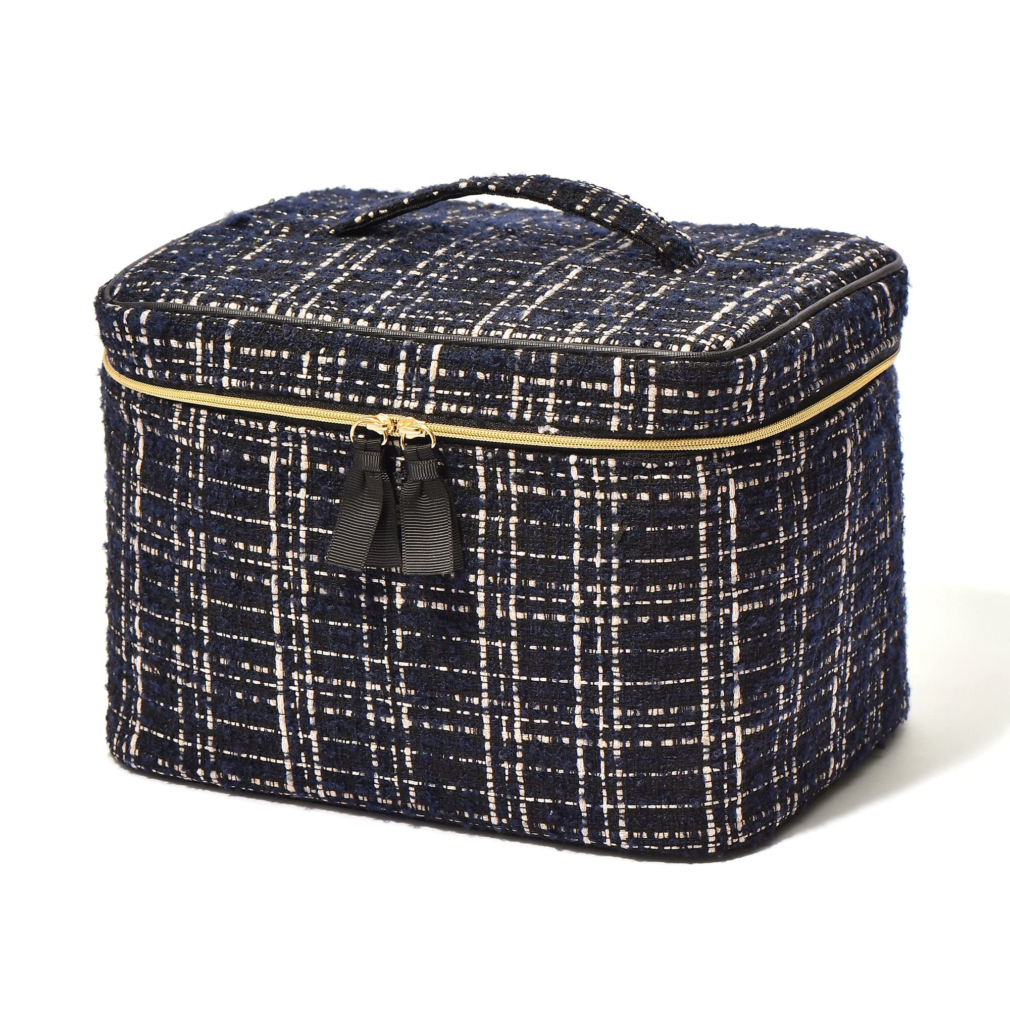 Francfranc フランフラン ツイード バニティポーチ ブラック L メイクボックス 化粧ポーチ コスメ