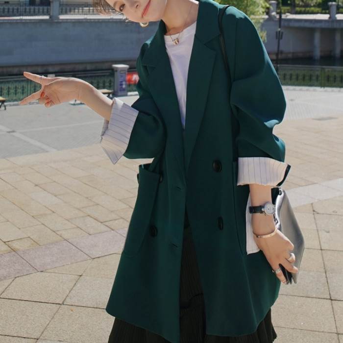 1～3日で出荷リピーター続出2色ロングジャケットなアウターレディース襟付きボタンポケットおしゃれ大人可愛い緑黒グリーンブラック長袖コートポイントカラーロング丈カジュアル大人かわいい