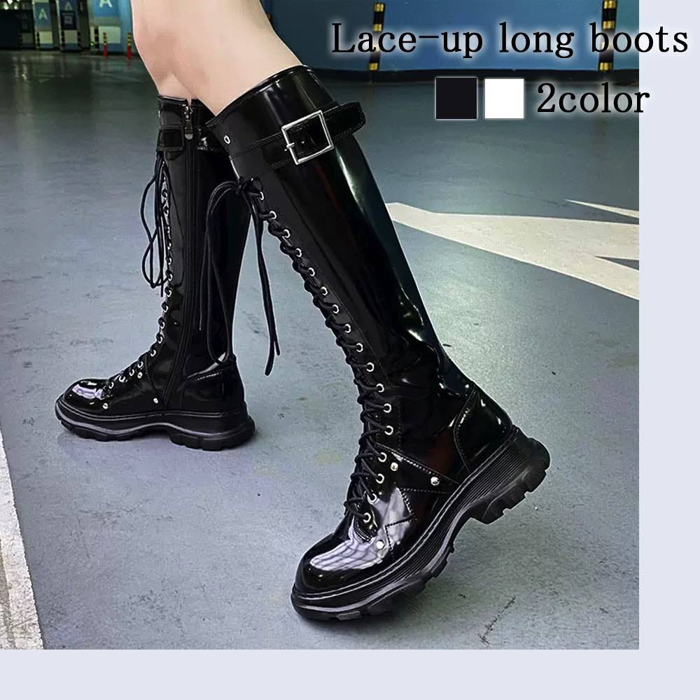ロングブーツ レディース レースアップロングブーツ 防寒 歩きやすい 秋 大きいサイズ 防水 ぺたんこ 暖かい レザー ジョッキーブーツ 春 ショートブーツ ムートンブーツ 編み上げ 疲れない ローヒ