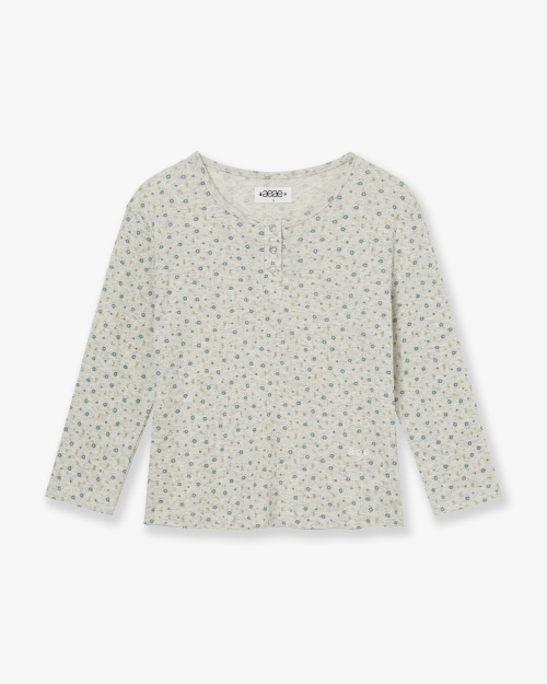 【AEAE】 FLOWER HENLEY NECK TEE [OATMEAL] 正規品