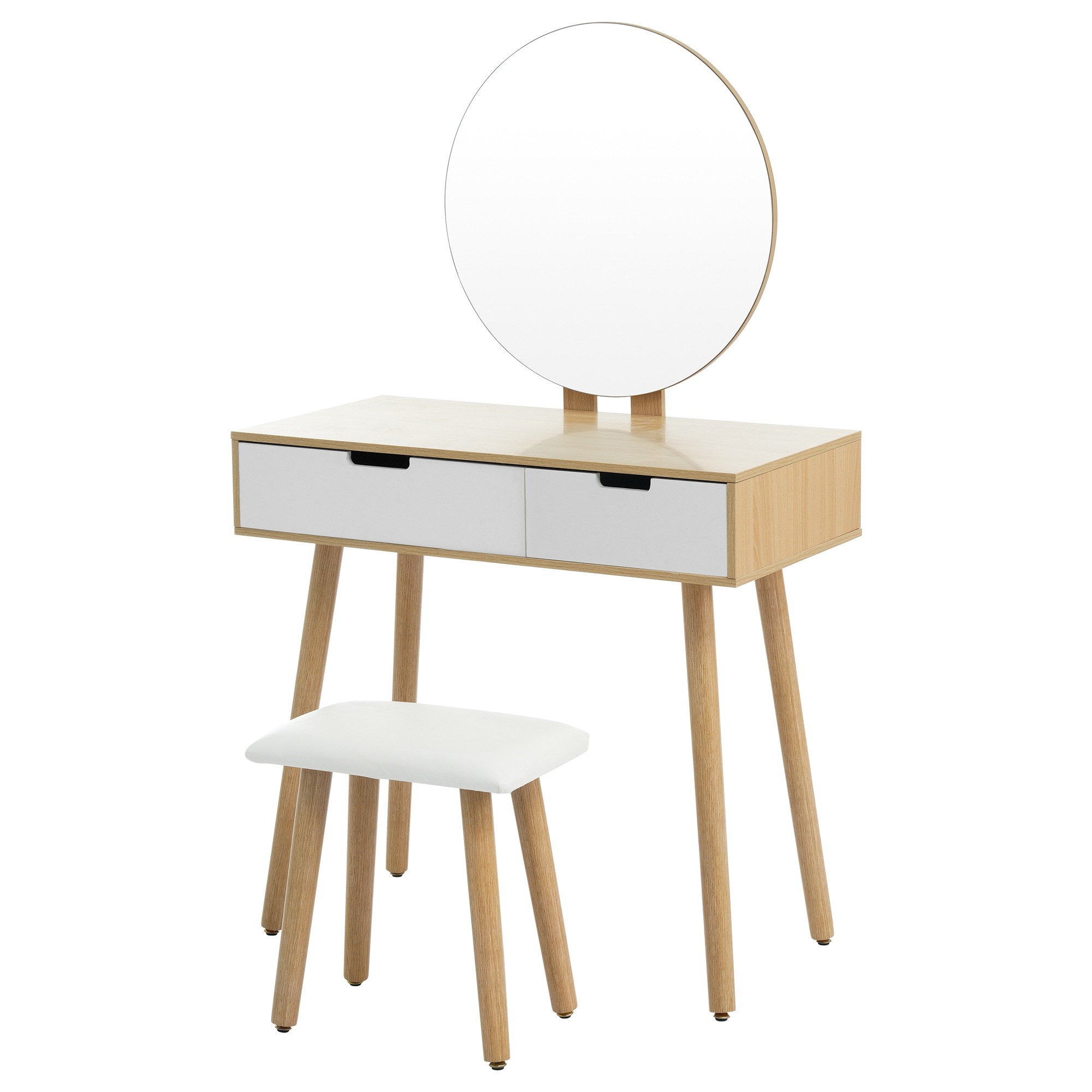 【大好評！最安値挑戦!】【国内即発送】ドレッサー 化粧台 鏡台 ドレッサーテーブル スツール付き (ナチュラル)