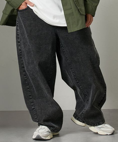 デニム・ジーンズ カーブシルエットデニムパンツ 大きいサイズ