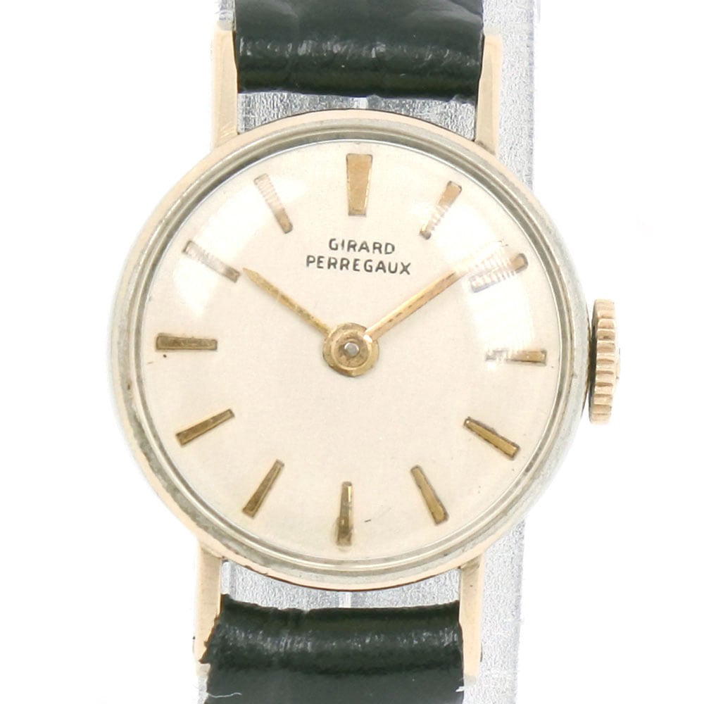 GIRARD-PERREGAUX ジラール・ペルゴ 5819845 腕時計 ステンレススチール レザー ゴールド 手巻き レディース シルバー文字盤 中古品