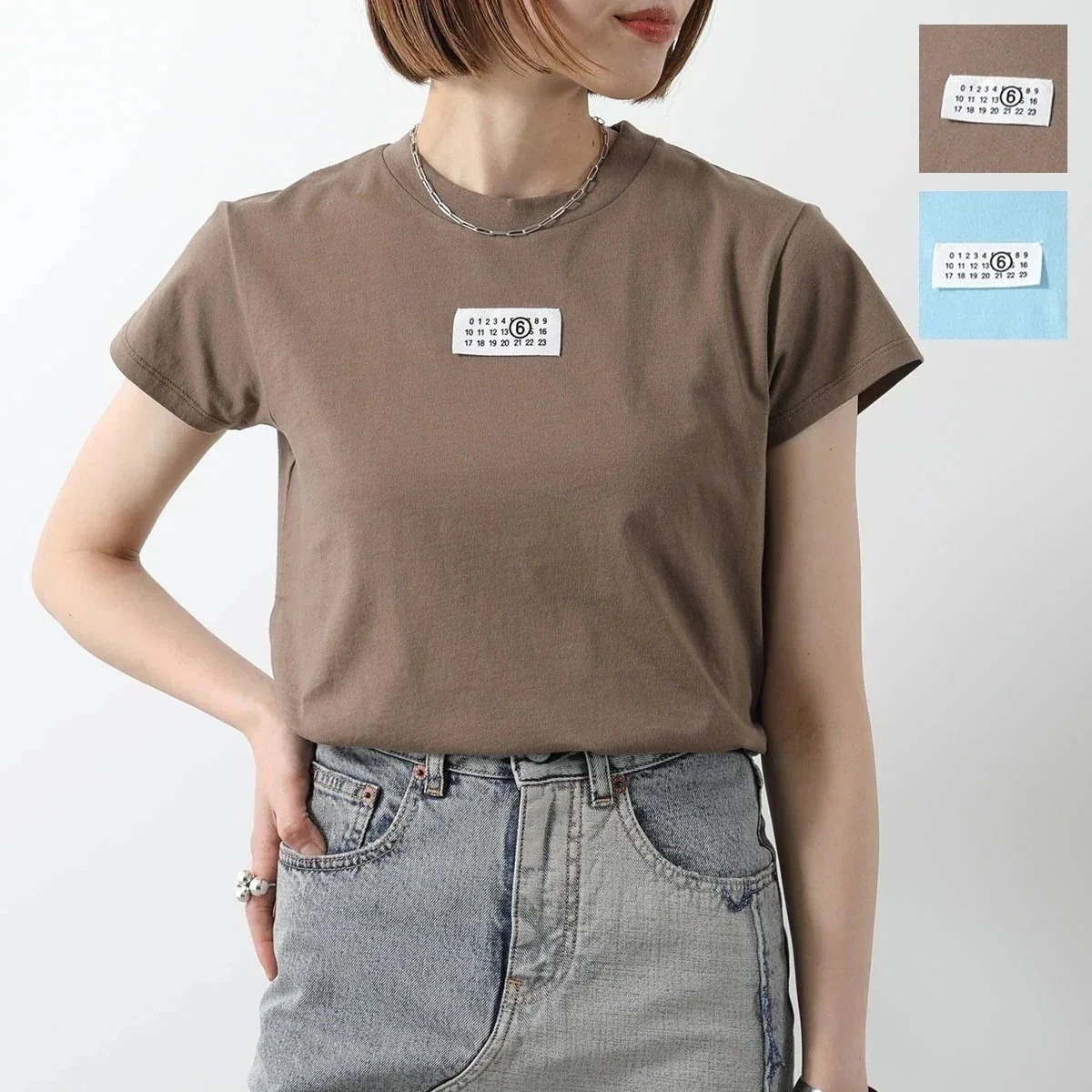 MM6 エムエムシックス メゾンマルジェラ Tシャツ S52GC0326 S24312 レディース 半袖 カットソー クルーネック ナンバリング ロゴT カラー