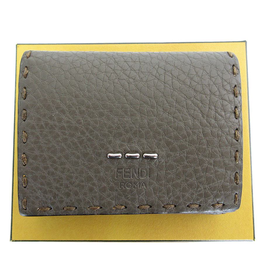 フェンディ FENDI 三つ折り財布 レザー グレー シルバー メンズ 7M0280-072 s0600a