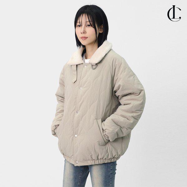 女性用冬春秋兼用男女兼用キルティングフェイクファーカラー6オンスウェーブキルティング軽量パディングジャケットLDC001