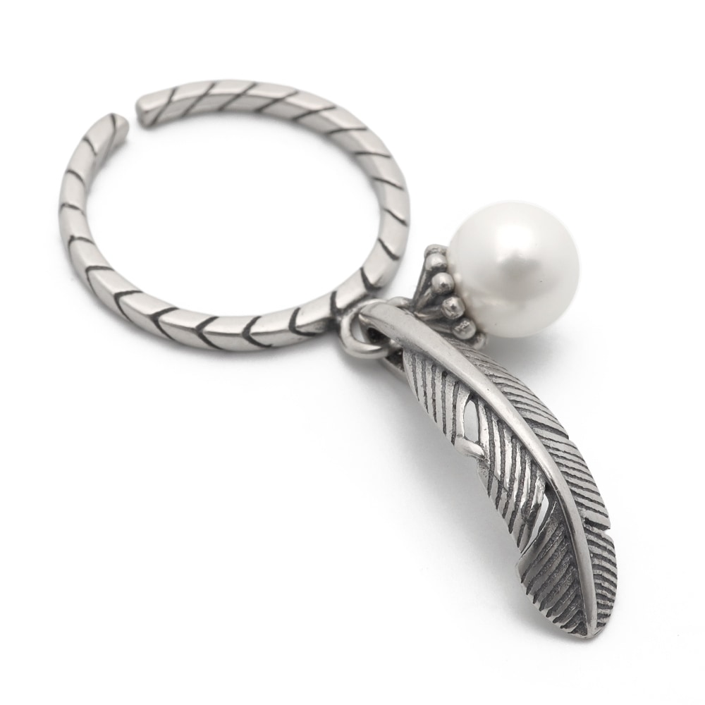 925 パールリング フェザー [cr019]