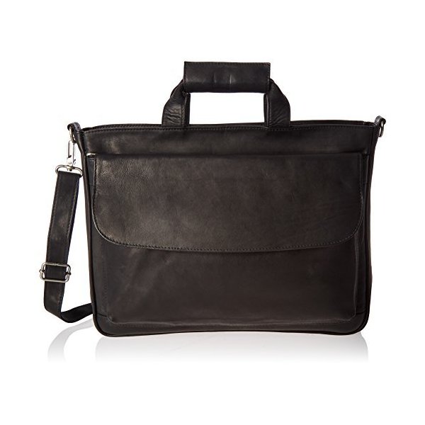 Piel Leather Top-Zip Laptop Brief Tote， Black， One Size 並行輸入品