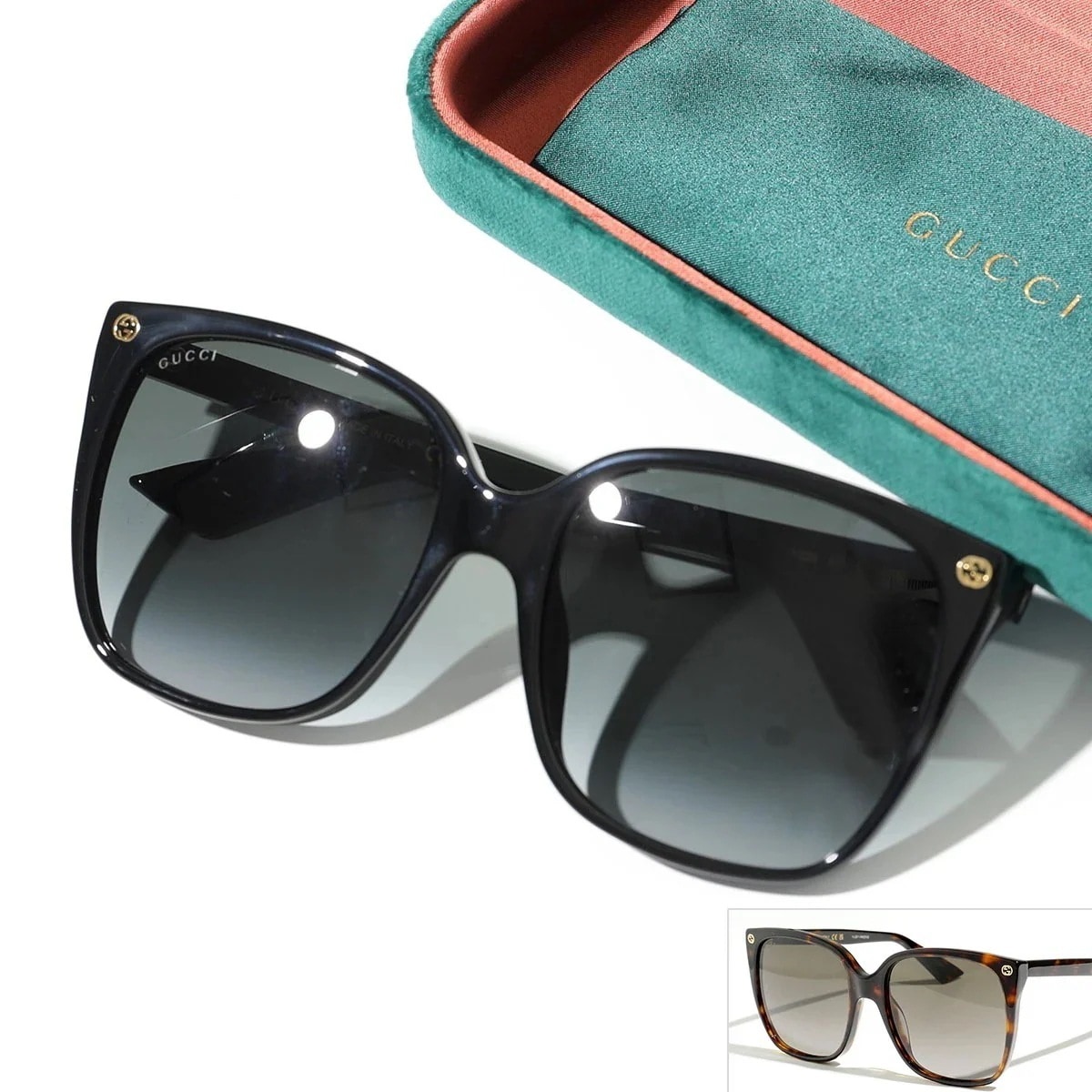 GUCCI グッチ サングラス GG0022S レディース スクエア型 メガネ 眼鏡 GGロゴ Bee ビー セルフレーム アイウェア カラー2色