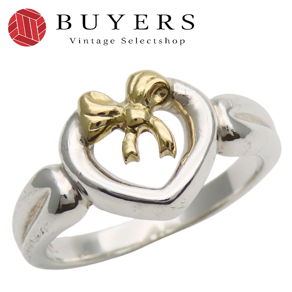 中古 リング・指輪 ハートリボン シルバー925 K18YG 約3.8g シルバー イエローゴールド コンビ アクセサリー レディース 女性