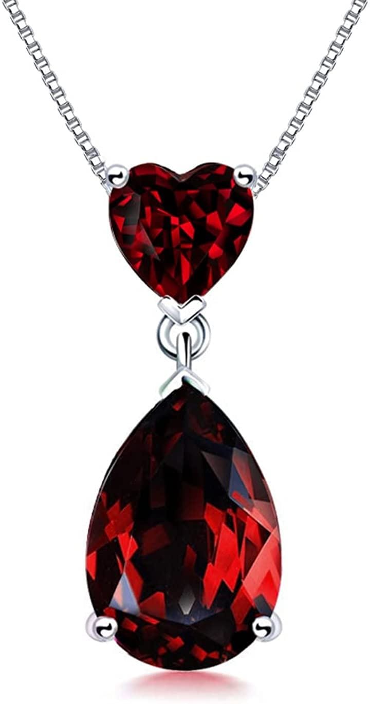 レディース925 シルバー ネックレス ペンダント ティアドロップ シンプル( 1月 誕生石 合成ガーネット) 4,842円
