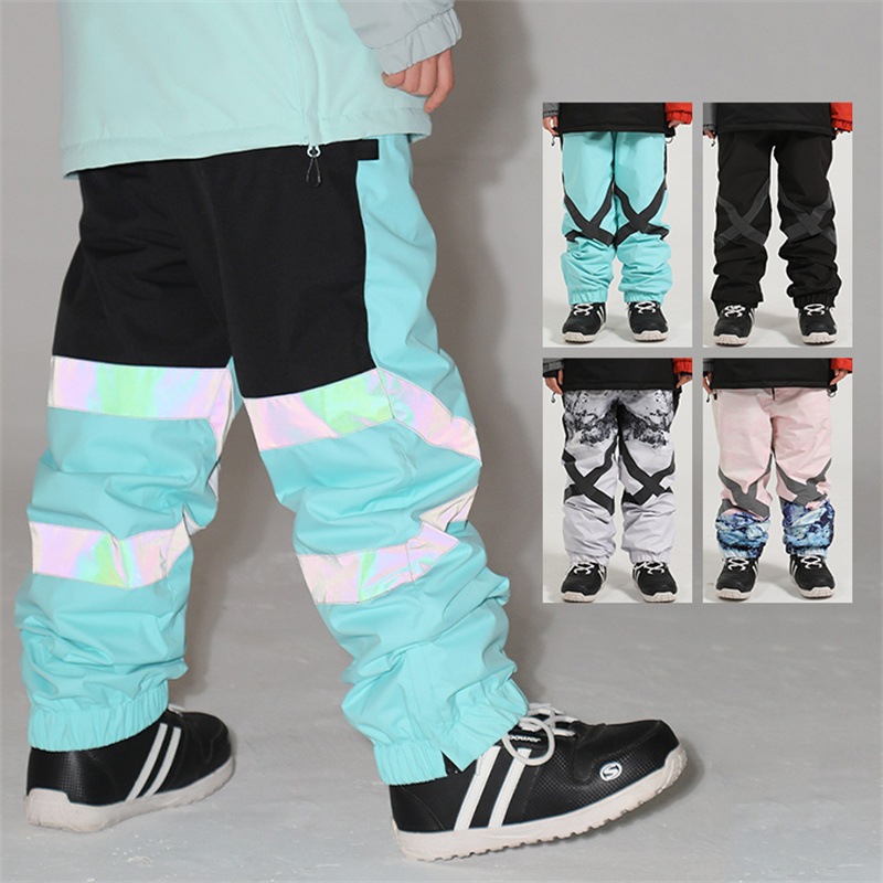 スノーボード ウェア パンツ 単品 光反射 メンズ レディース 切り替え 配色 スノーウェア スキーウェア スノボ ボトムス 立体縫製 防風防水防雪防寒保温通気 耐摩擦 韓国