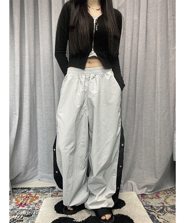 S/S snap nylon jogger pants (2color)
