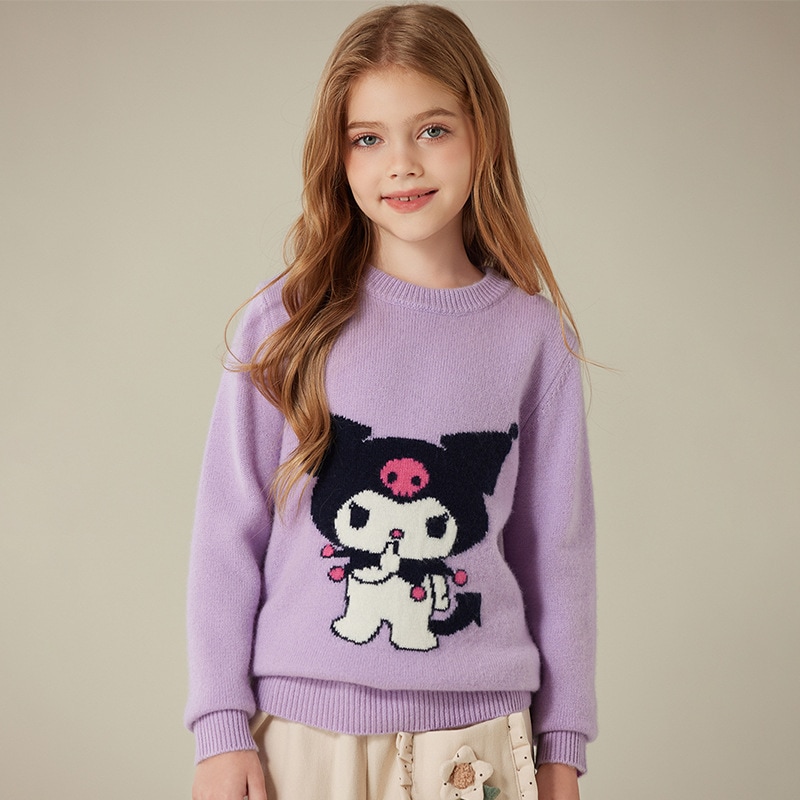 秋冬のカシミヤのニットの可愛い刺繍アニメのクマの赤ちゃんの子供の厚手のプルオーバー