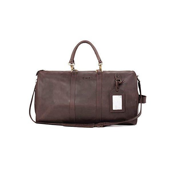 旅行バッグ Genuine Handcrafted Leather Duffel Bag (Dark Brown) - Adventure Bag - Gym Sports Bag for women and m
