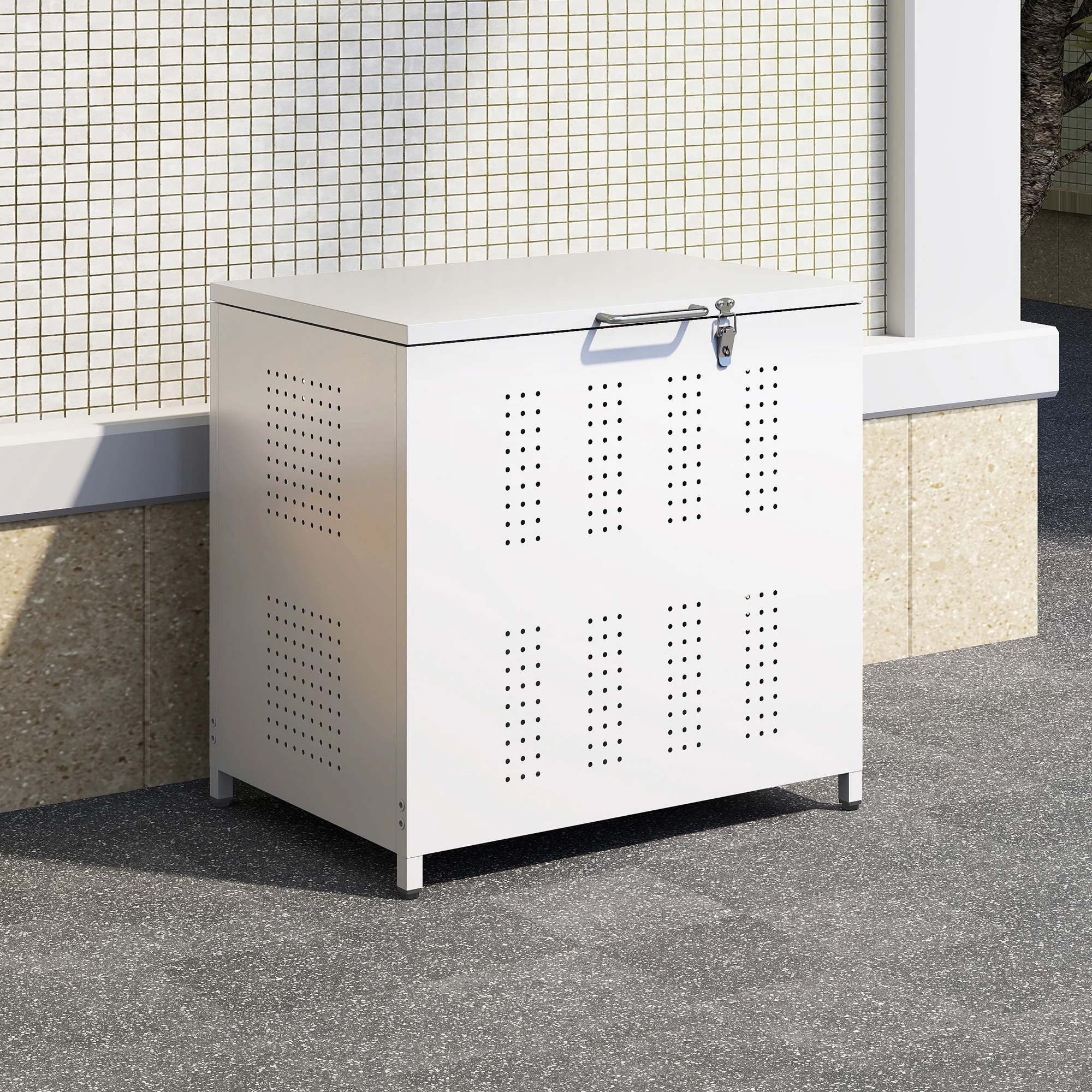 【175】屋外ゴミ収納庫 ゴミ箱 屋外 ゴミ収集ボックス ごみ集積所 大容量 カラスよけ 野良猫対策 ゴミ荒らし防止 庭用可能 容量160L ホワイト