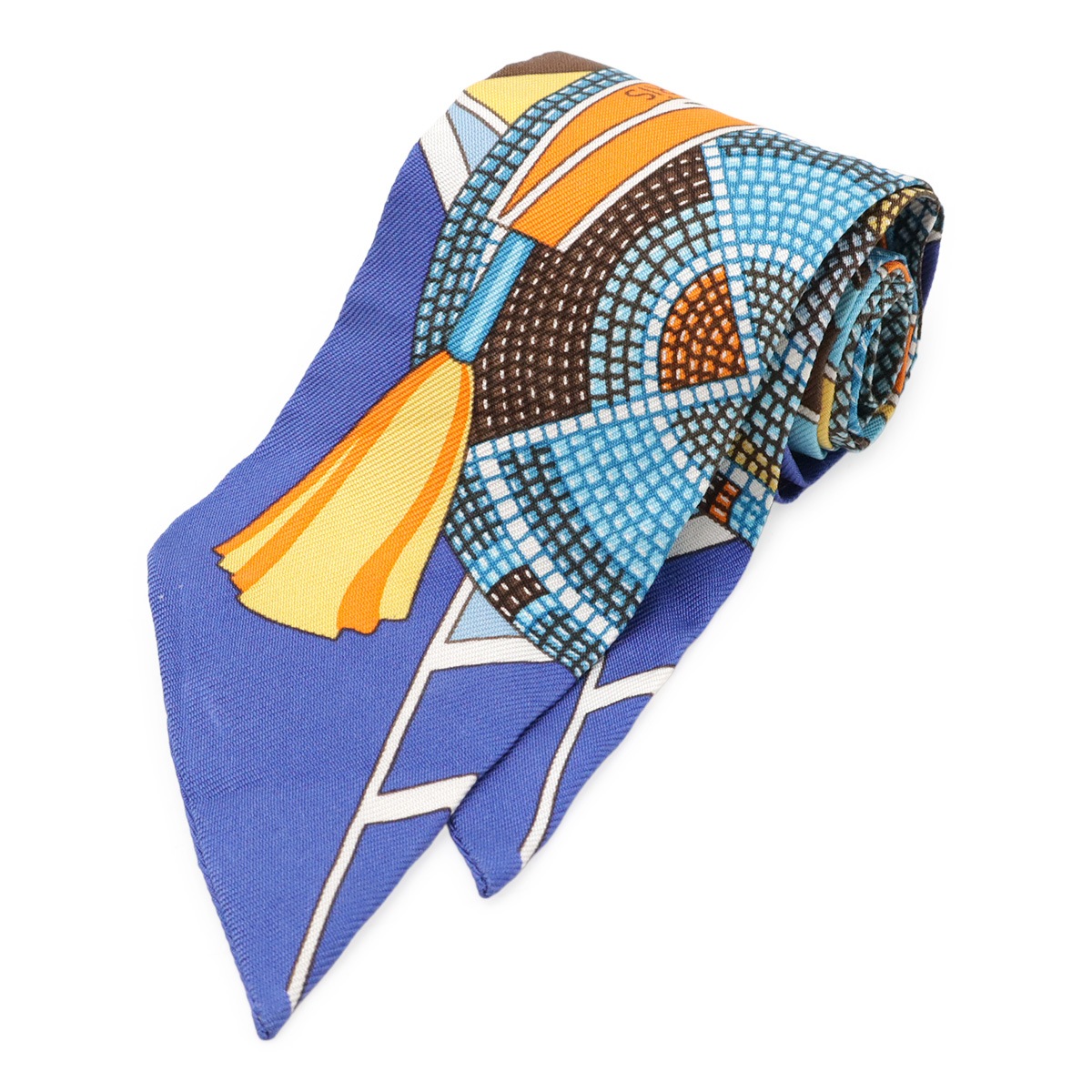 TWELL ツイリー ツイル トゥイリー スカーフ バッグスカーフ バッグアクセサリー 草原のインディアンアート シルク100% ブル