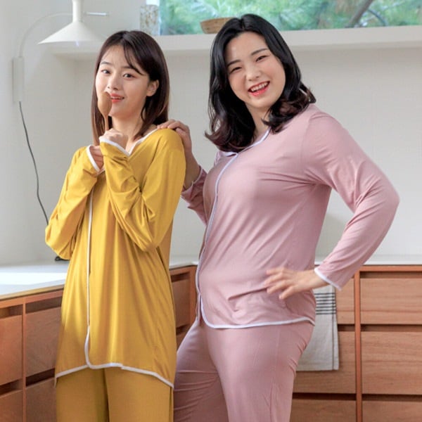 レディースモーダルパジャマ長袖長ズボンセットパジャマ