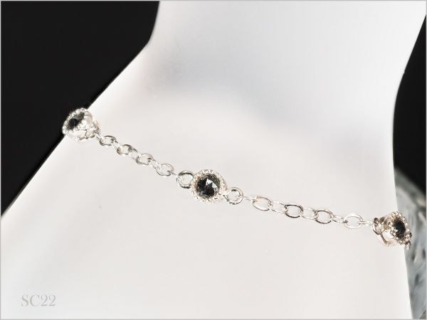 天然 ブラック ダイヤモンド ブレスレット 豪華3粒 約0.21ct SC-22 プレゼン