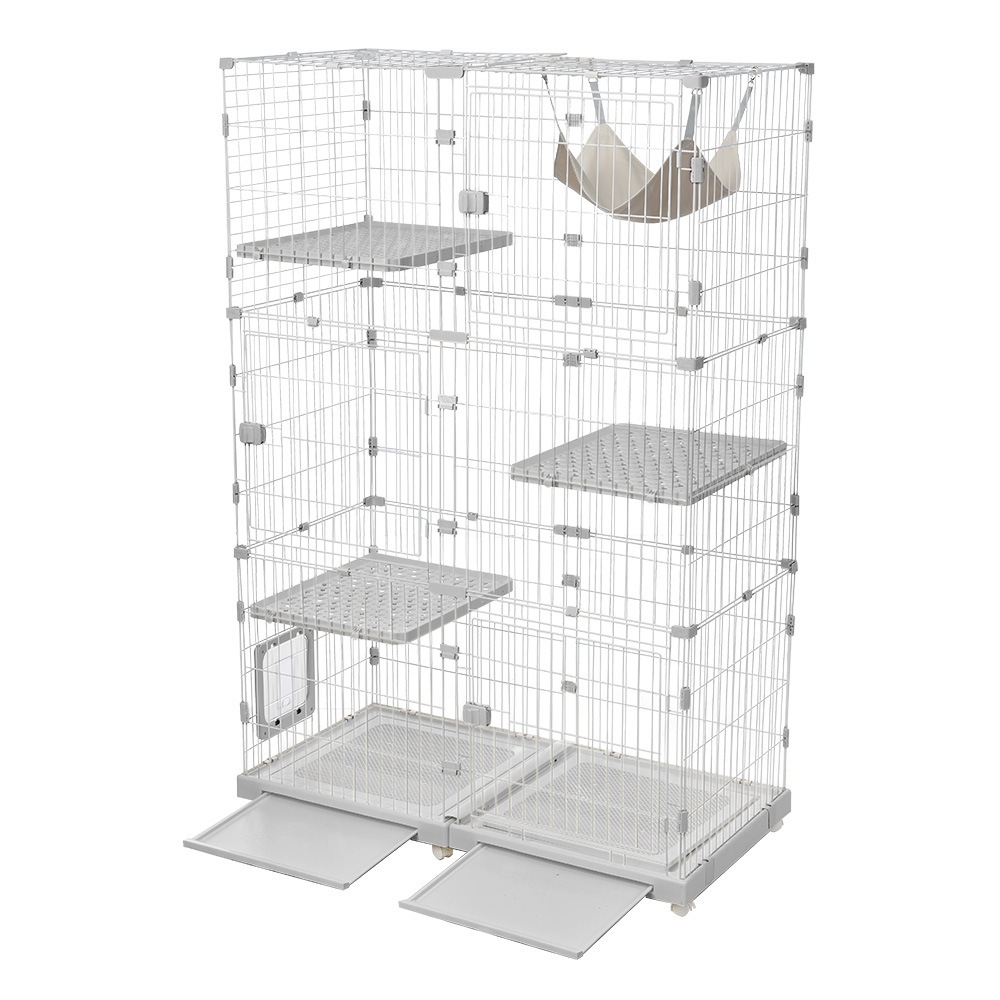 【国内出荷 - 3日配達】猫 ケージ キャットケージ 3段 幅広設計 自由組み合わせ 猫ドア付き ハンモック付き 大型 猫ゲージ 高級感 おしゃれ キャットハウス ネコ ハウス 多段 留守番 保護 脱