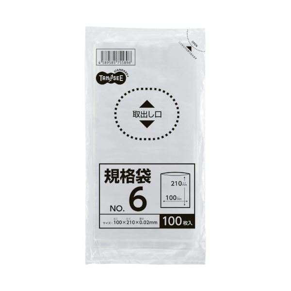 (まとめ) TANOSEE 規格袋 6号0.02×100×210mm 1パック（100枚） (×300セット)