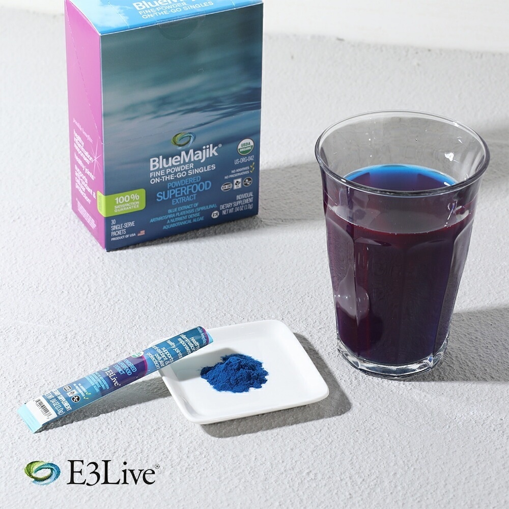 E3Live イースリーライブ BlueMajik パウダースティックBOX サプリメント サプリ ブルーグリーンアルジー フィコシアニン パウダー スティック 健康食品 栄養 生活習慣 USDA