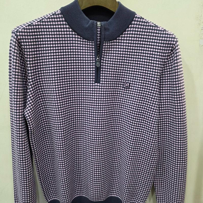 ポップコーンジャカード組織ハーフジップニット(CDA-AB-KR3314)