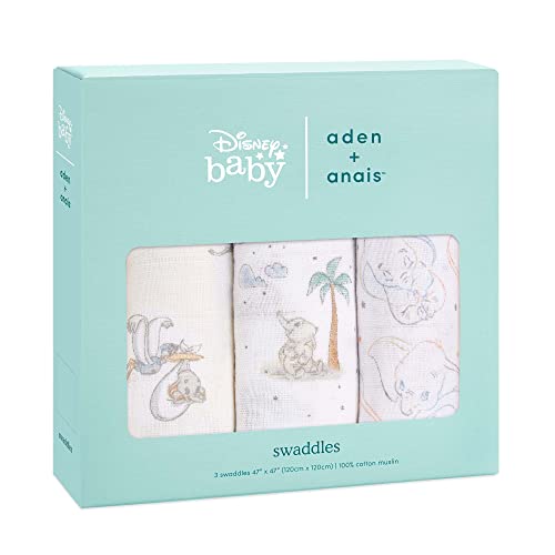 aden + anais(エイデンアンドアネイ) 【日本正規品】出産祝い ベビーギフト モスリンスワドルおくるみ 3枚セット My Darling Dumbo ASWC30004DIJ My Dumb