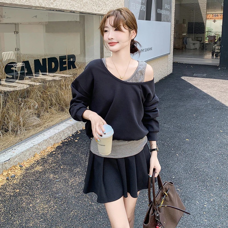 ベストセータープリーツスカートスリーピース2024新しいクールな座綱姉妹ファッションレジャースーツスカートの韓国語版