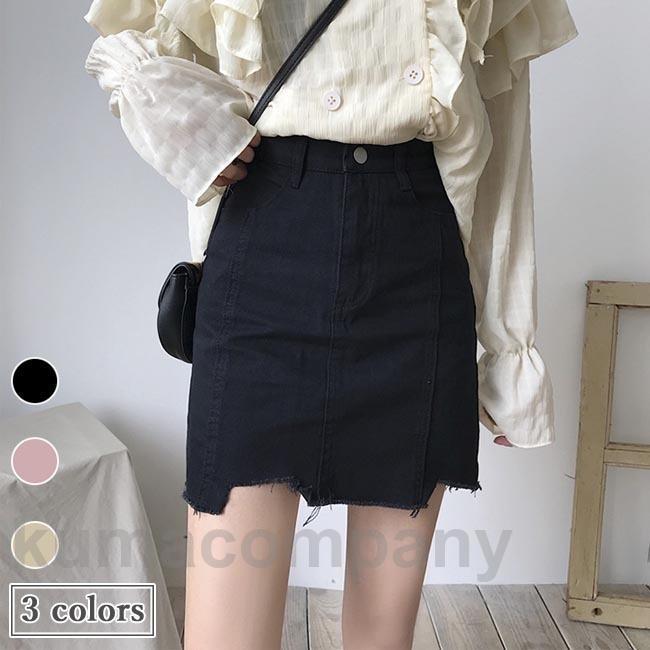 ミニスカート デニム タイトスカート デニムスカート ミニ丈 スカート 不規則裾 ショートスカート 春 ダメージ加工 着痩せ サマースカート