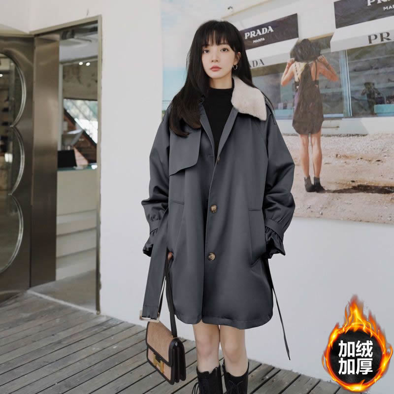 厚みのあるベルベットの綿入り女性用ミッドレングス服2025年冬の新しいスタイルウエストを細くしウインドブレーカーやコートのトレンドを克服するスタイル