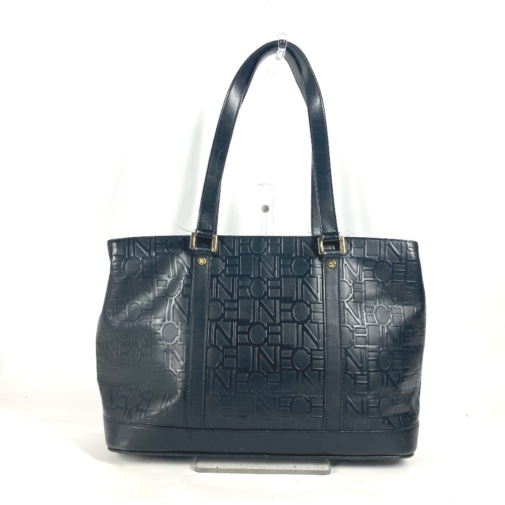 ショルダーバッグ 総ロゴ カバン トートバッグ 肩掛け レザー ブラック