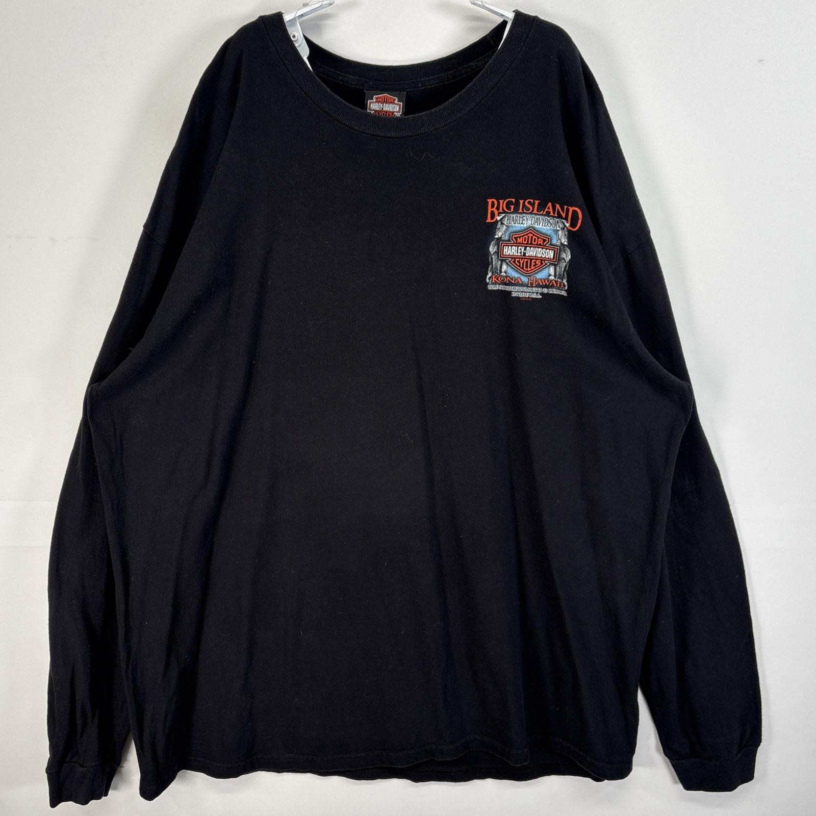 古着 長袖Tシャツ 両面 ラバープリント 大きいサイズ コナ ハワイ 2XL ブラック メンズ