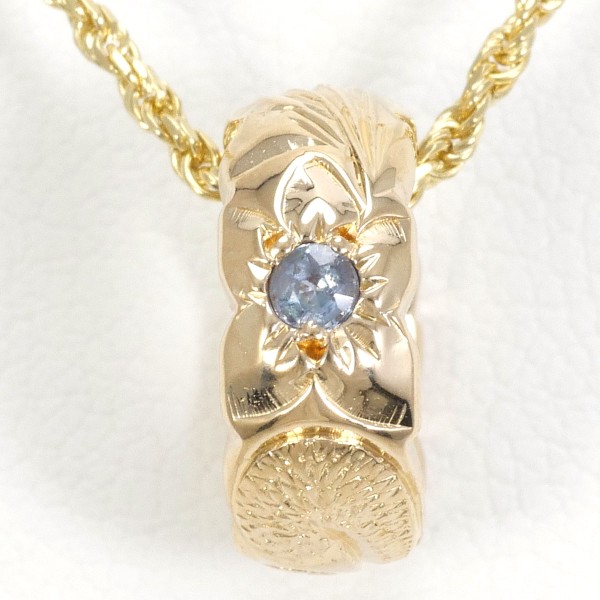 14K YG ネックレス 天然石 総重量約5.1g 約40cm ジュエリー 中古