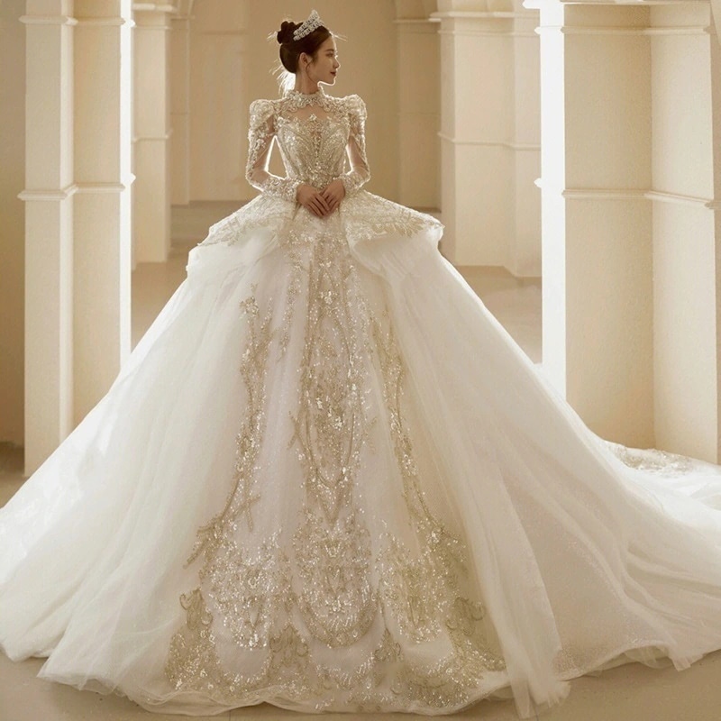 上品パーティードレス2024新作 高級感 花嫁ロングドレス ウェディングドレス 白 結婚式ワンピース 二次会ドレス 花嫁 結婚式 ドレス 結婚式 お呼ばれロングドレス