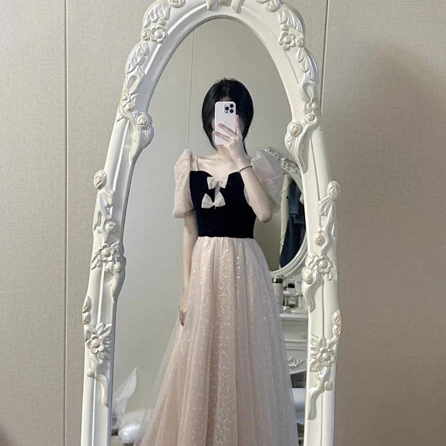 サマーロータスピンクパフスリーブスウィートプリンセス誕生日パーティー成人セレモニーアート試験パフォーマンスイブニングドレス女性用