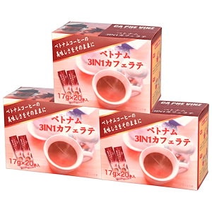 3IN1カフェラテ インスタントスティックコーヒー 練乳コーヒー 3箱 17g×60袋