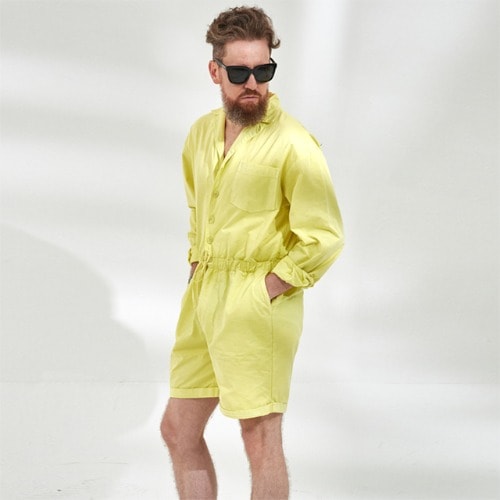 [送料無料]スミスアもー ピグメントアンドロジナス バンドジャンプスーツイエロ